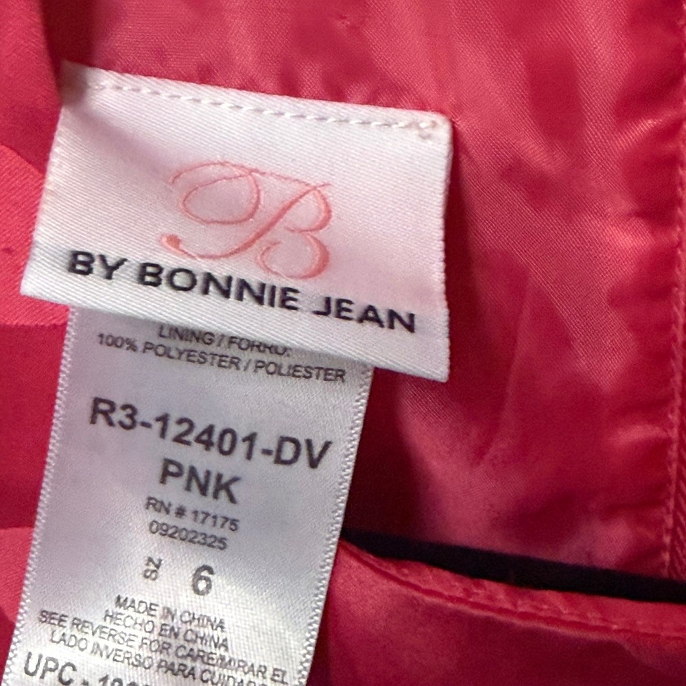 Bonnie Jean Girls Pink Preppy Polka Dot Bow Elegant Semi-Formal Party Dress Sz 6 - Picture 2 of 4